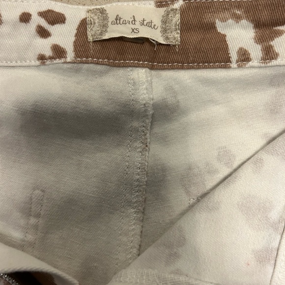 Altar'd State Brown and Cream Cow Patterned Flare Bell Bottom Pants - Picture 6 of 8